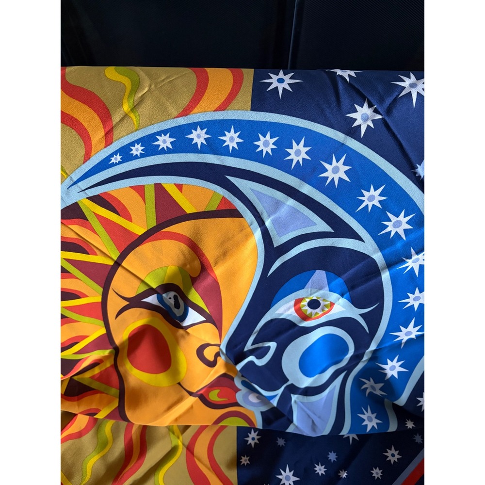 Vintage Bob Mackie 100% Silk Scarf Sun Moon Celestial Wearable Art NWT 38x38 - Picture 10 of 13